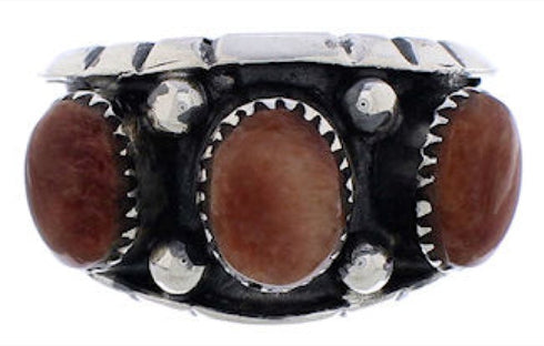 Authentic Sterling Silver Red Oyster Shell Ring Size 8-1/2 WX37152